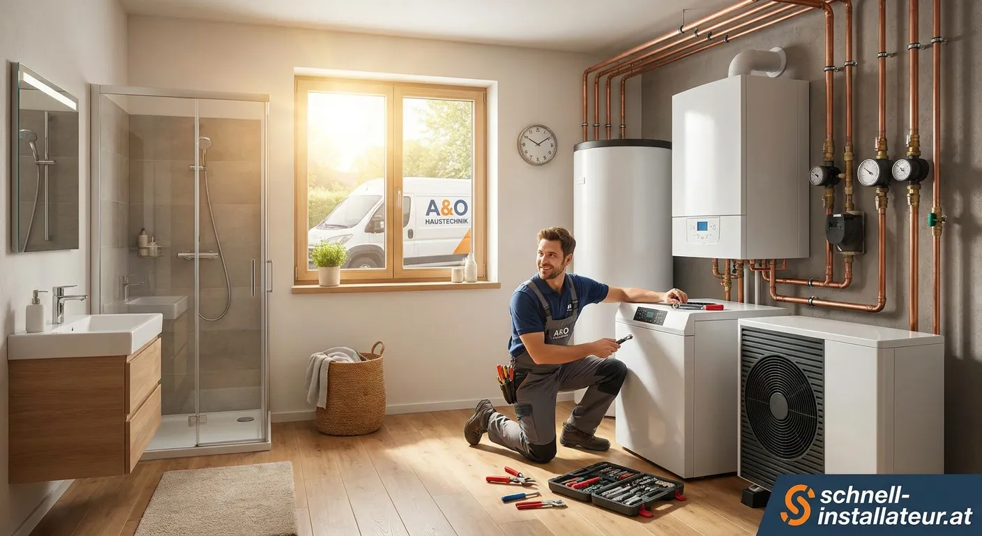 A&O Haustechnik Monteur bei professioneller Installationsarbeit