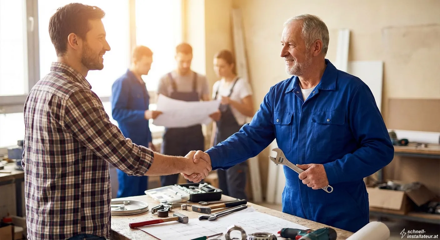 Installateur bei der professionellen Rohrinstallation arbeiten
