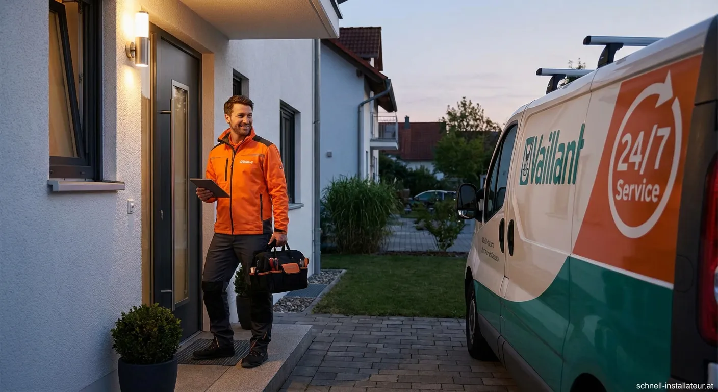 Installateur Notdienst Vaillant Namenhilfe bei der Arbeit an einer Therme