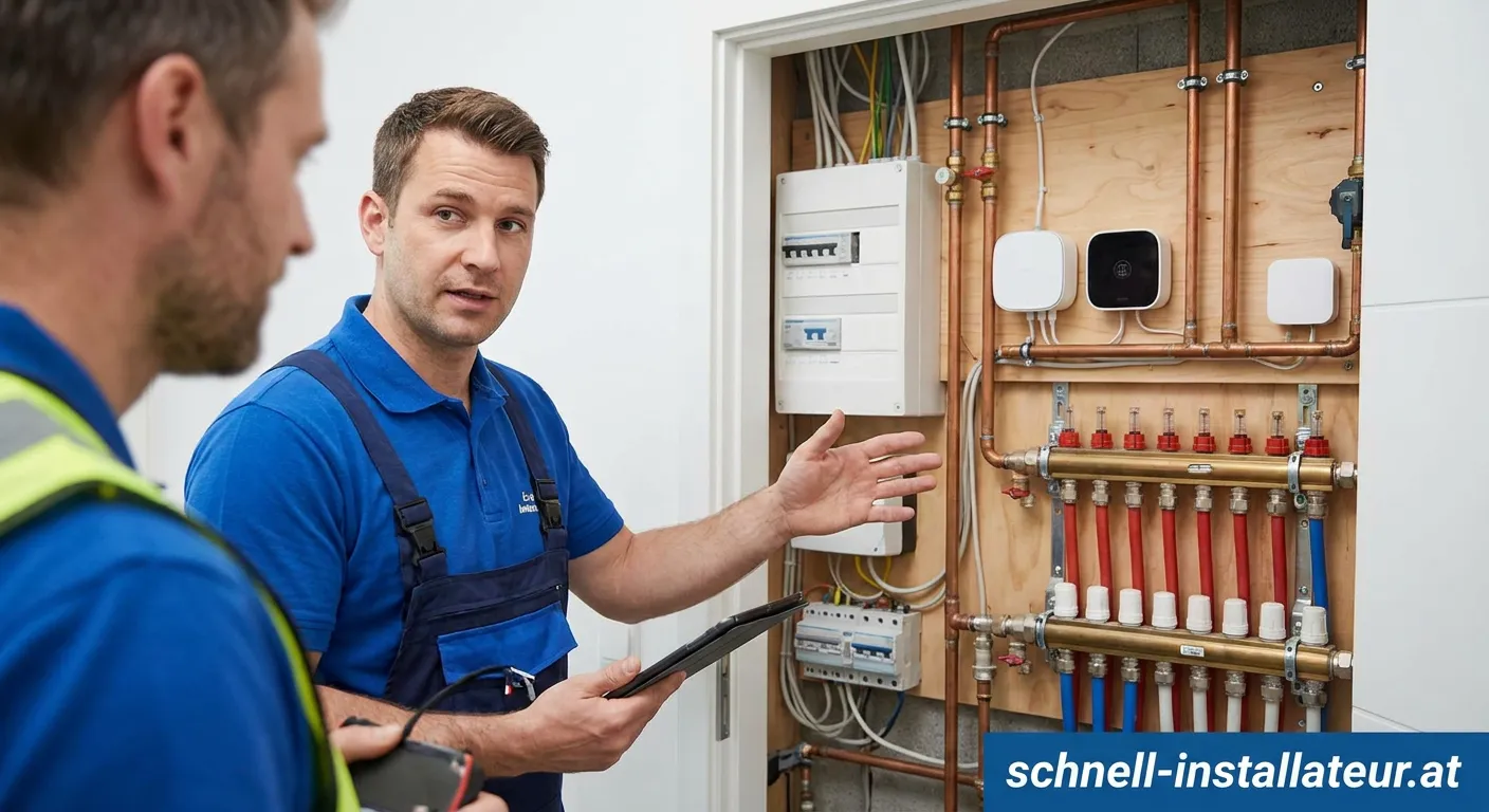 Mahe Installationen bei der Arbeit an einer Heizungsanlage