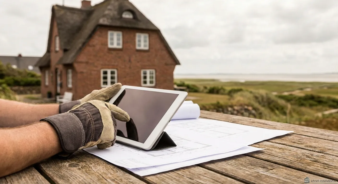 Handwerker bei der Arbeit auf einer Baustelle in Mecklenburg-Vorpommern