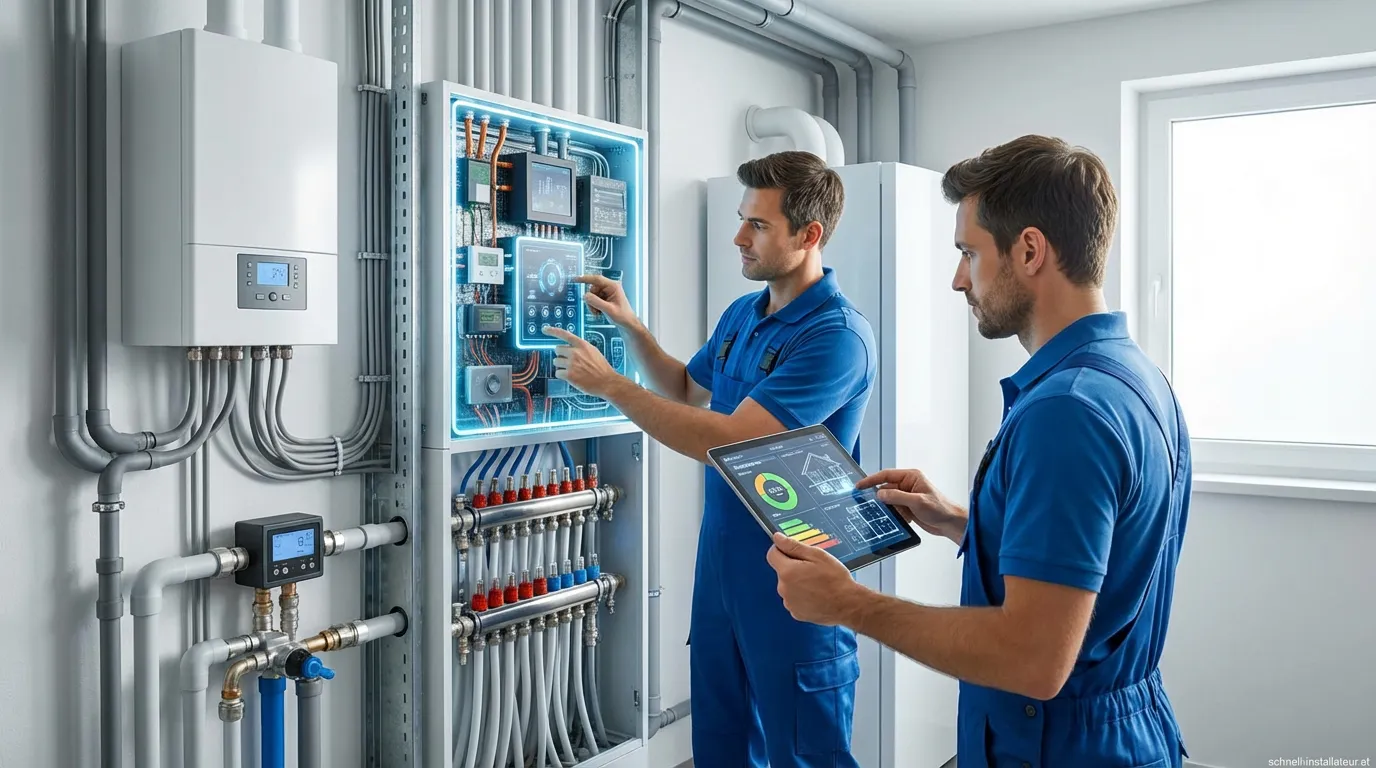 Oska Haustechnik Fachmann bei der Installation einer Heizungsanlage