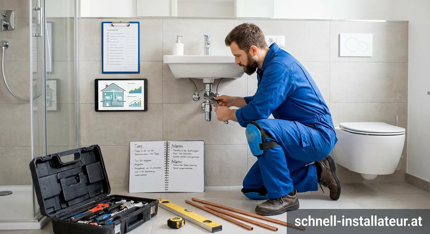 Sanitär Installateur bei der Arbeit im Badezimmer