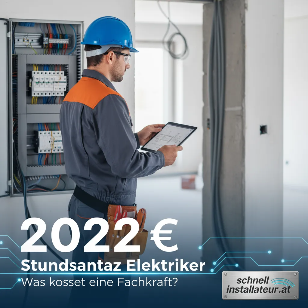 Ein Elektriker überprüft einen Sicherungskasten, um den Stundensatz Elektriker 2022 zu ermitteln.