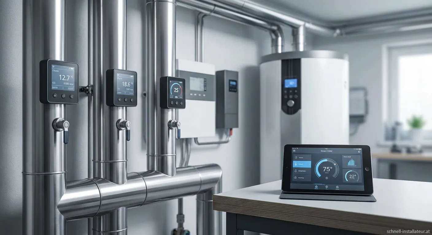 Techniker bei der Wartung einer Anlage von Vögele Haustechnik